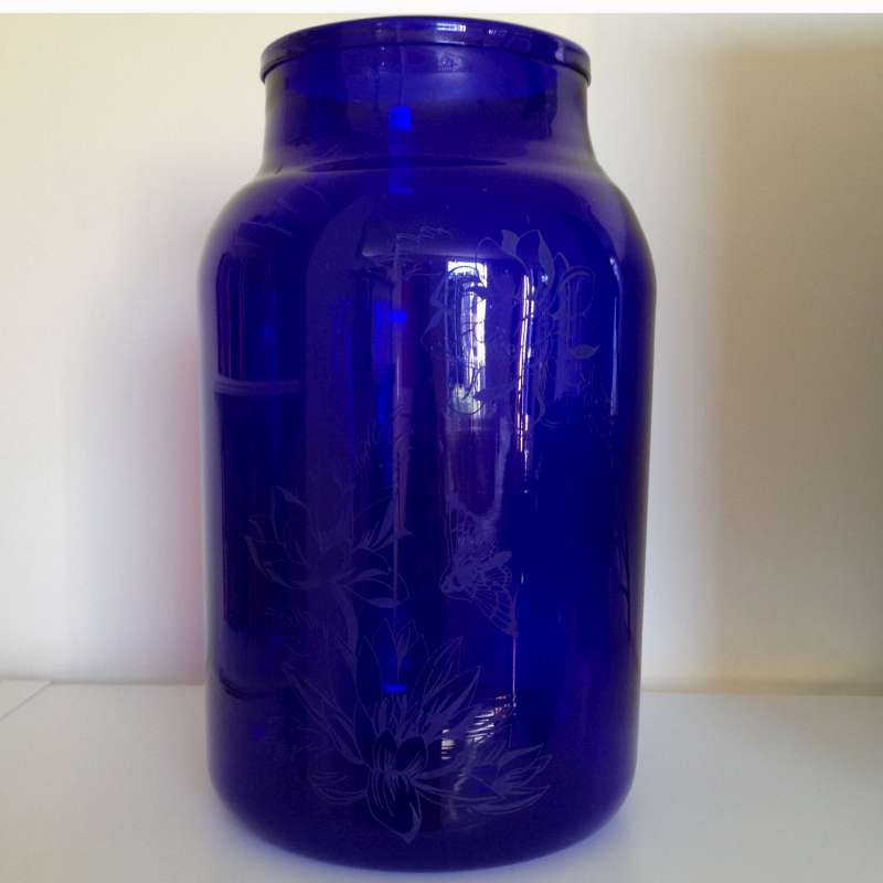 Large Blue Lily Jar